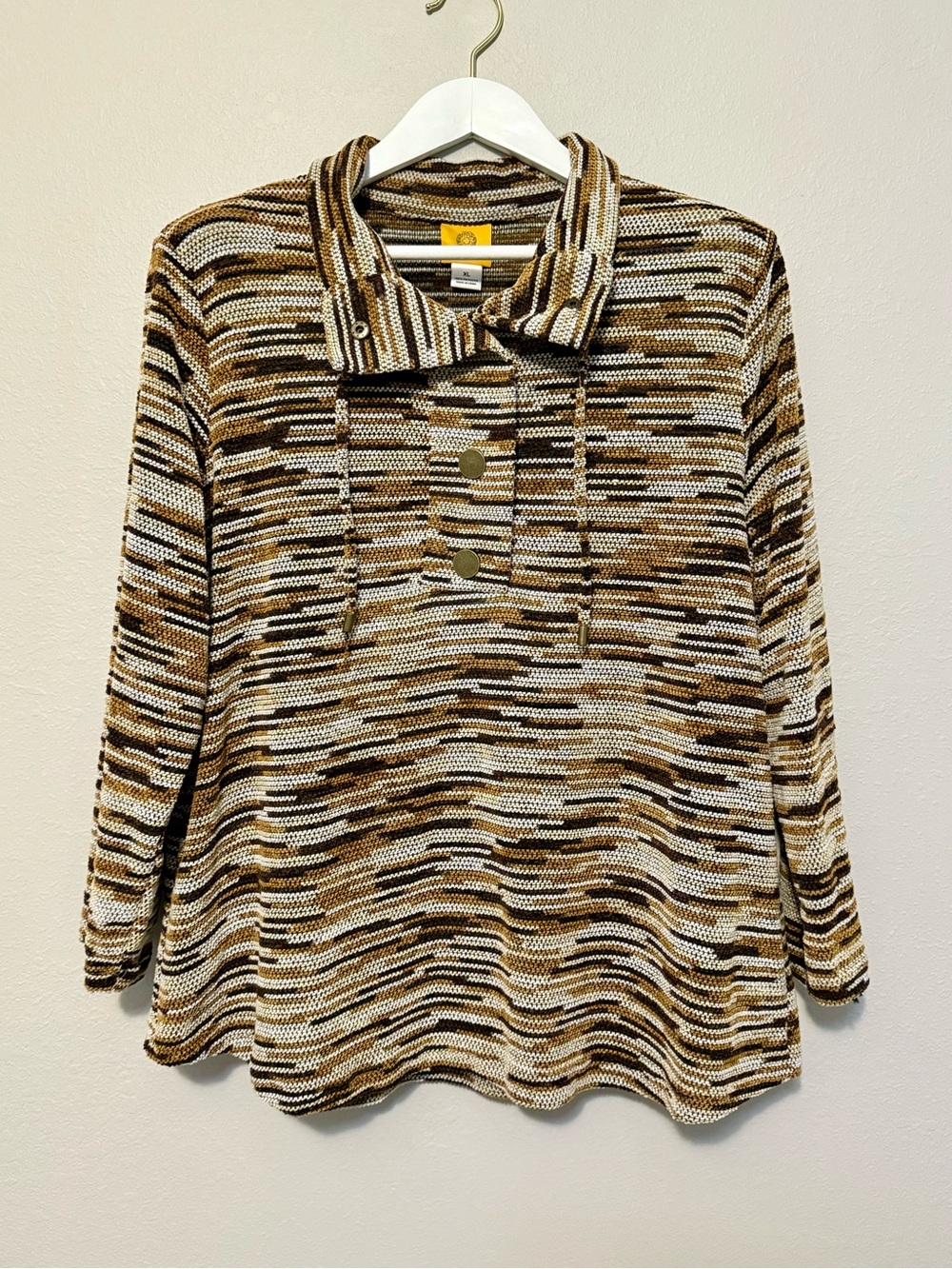 Ruby Rd. Earth Tones Space Dye Button Pullover Size XL